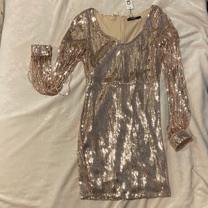 Gold sequin party dress